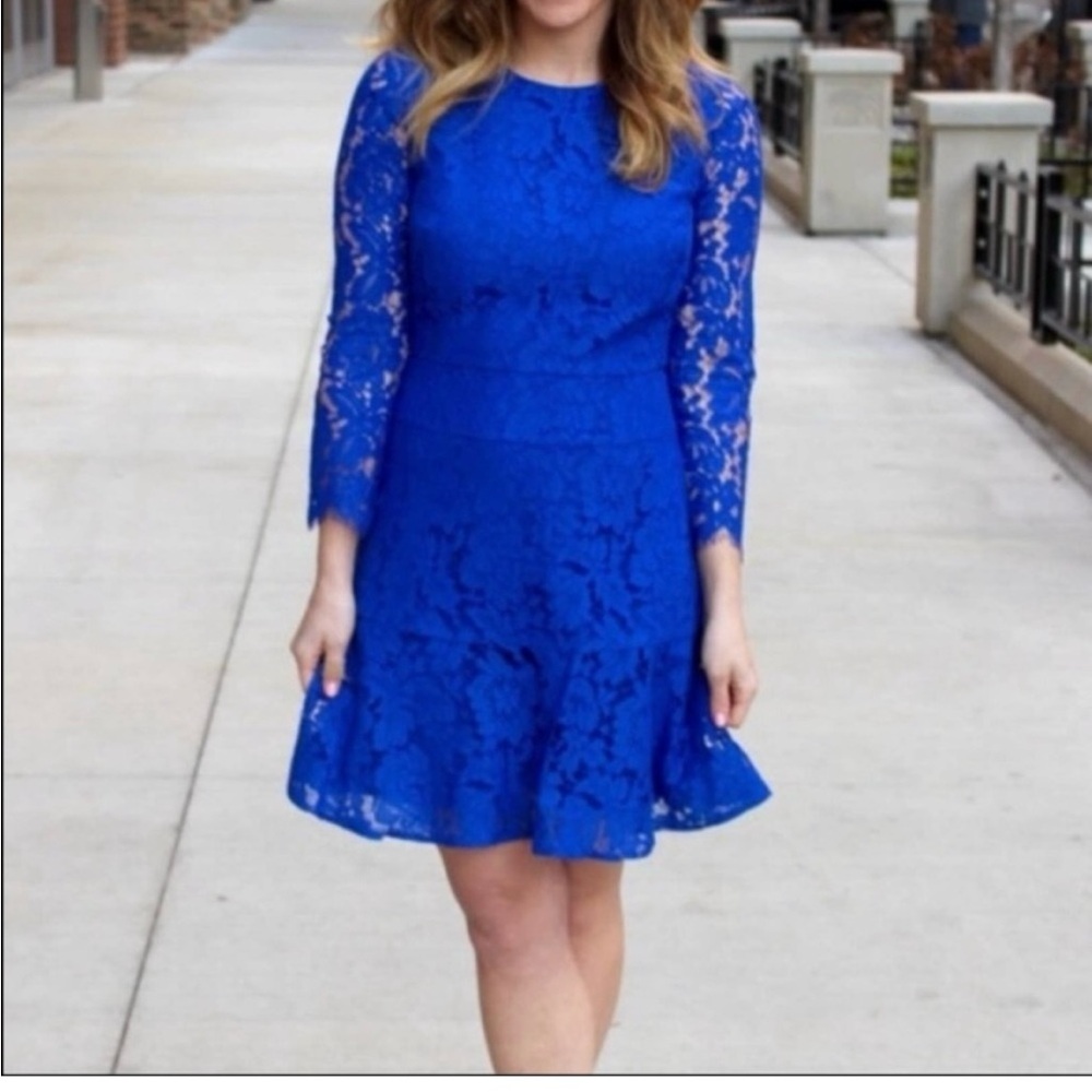 J.Crew, electric blue, lace cocktail dress